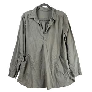 CP Shades Tunic Dress M Taupe Pockets Collared Shirt Lagenlook Boho Minimalist